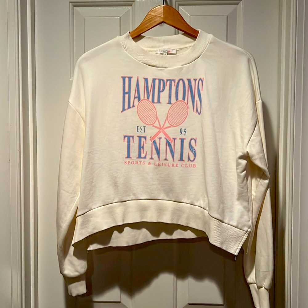Women’s Sz M Hampton Tennis Crop Sweatshirt Francesca’s